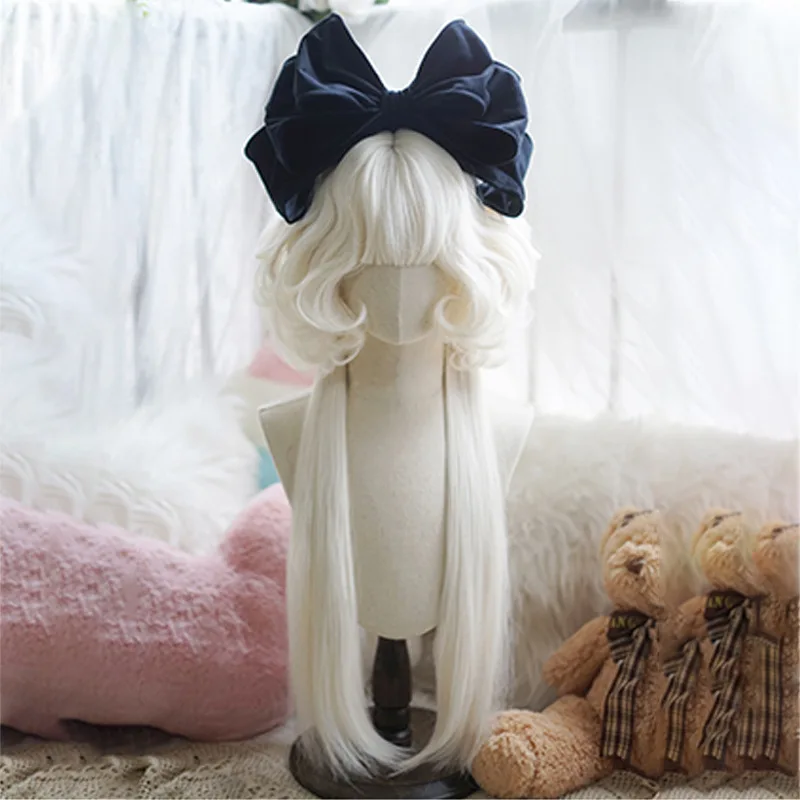Difei Syntetická biela medúza hlava lolita kučeravé vlasy parochňu žena Cosplay parochňa parochň