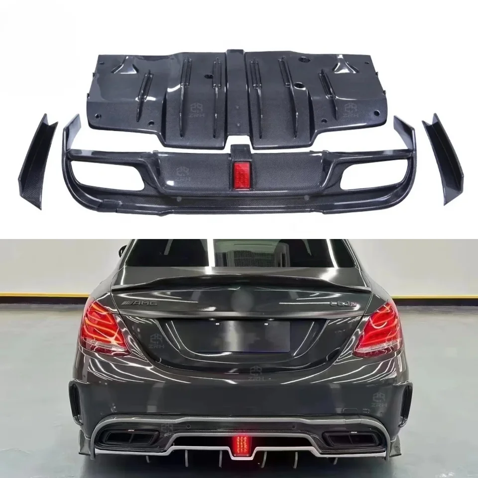 Difúzor zadného nárazníka z uhlíkových vlákien v štýle IMP pre Mercedes Benz W205 C63 4 Dverový sedan