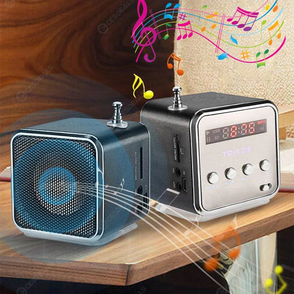 Digital FM Mini prenosný rádiový FM Stereo Reproduktor FM prijímač FM s LCD reproduktorom Stereo Support Micro TF karta TD-V26