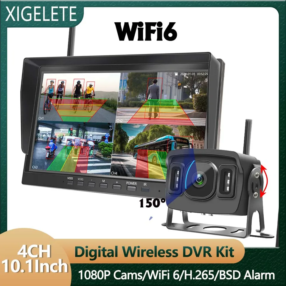 DIGITÁLNA bezdrôtová kamera DVR SYSTÉM BSD Alarm 500M Prevodovka Wi-Fi6 Pripojenie 1080p IR Night Visk