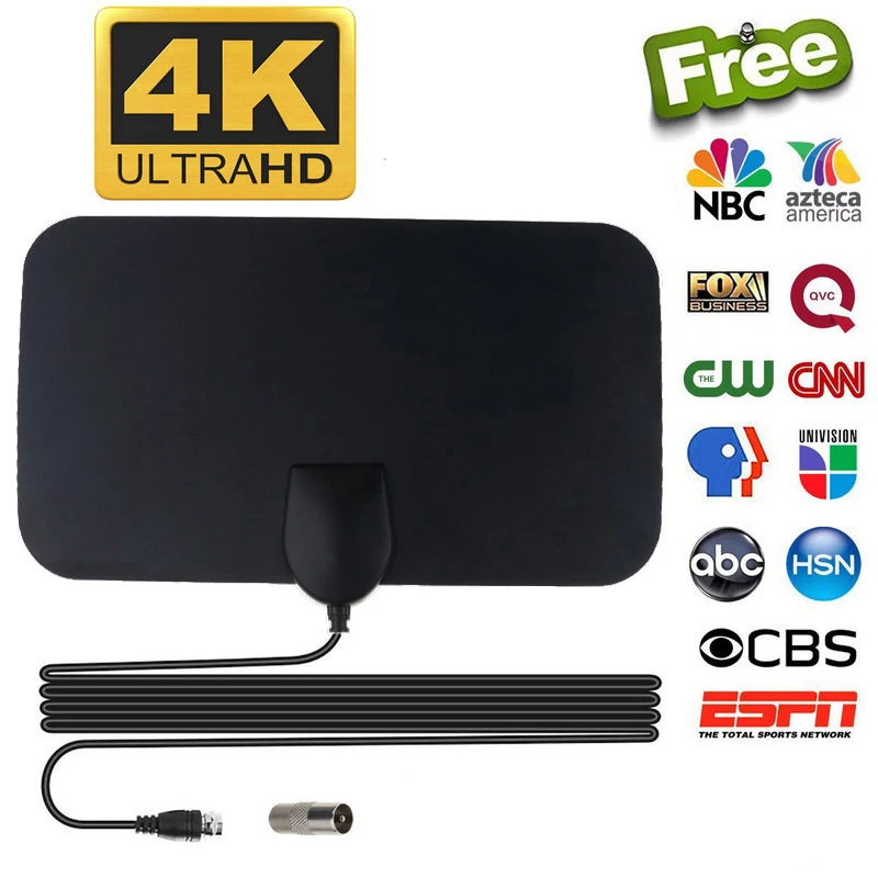 Digitálna televízna anténa Booster Hign Gain Gain High Definition HD Flat Indoor Active Aerial for Car Anténa RV Travel Smart TV TV