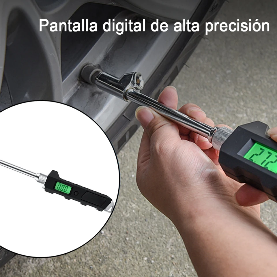 Digitálne autá pneumatiky pneumatiky Air tlakomer merače LCD LCD Displej Monitorovanie inflácie manometer Barometre tester LED podsvietenia