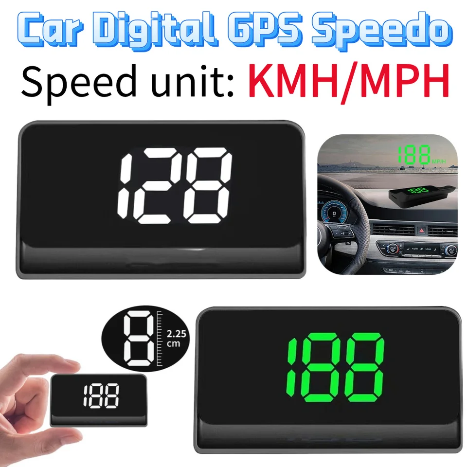 DIGITÁLNE GPS SPEALO LED displej hlavy HUD Digital Schadometer Pruč a hra pre všetky autá veľké písmo KMH/MPH GPS rýchlomer