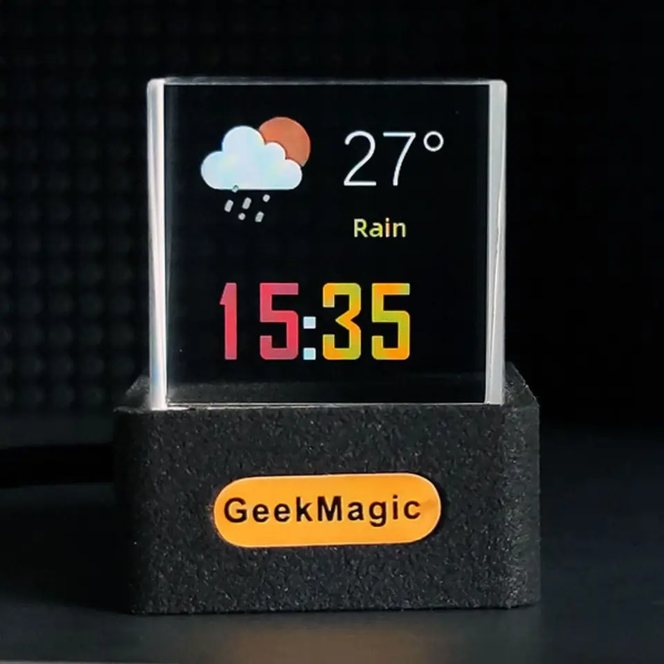 Digitálne hodiny Magic Smart Weather Station s animáciami GIF Album Crystal Cube Photo zobrazujú holografické stolové ozdoby