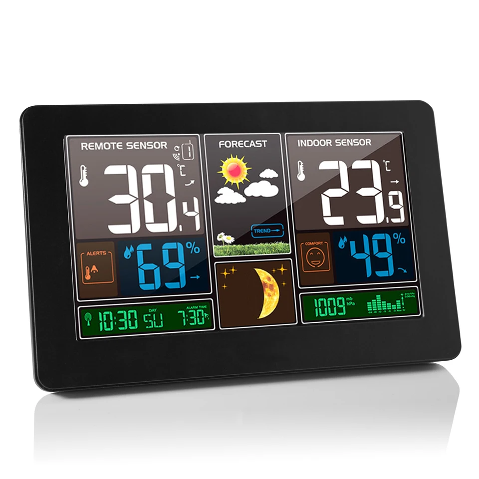 Digitálne meteorologické stanice Wall Clock Wireless Senzor Vnútorný vonkajší teplomer Hygrometer Barometer predpovedať moderné hodinky -40 ℃