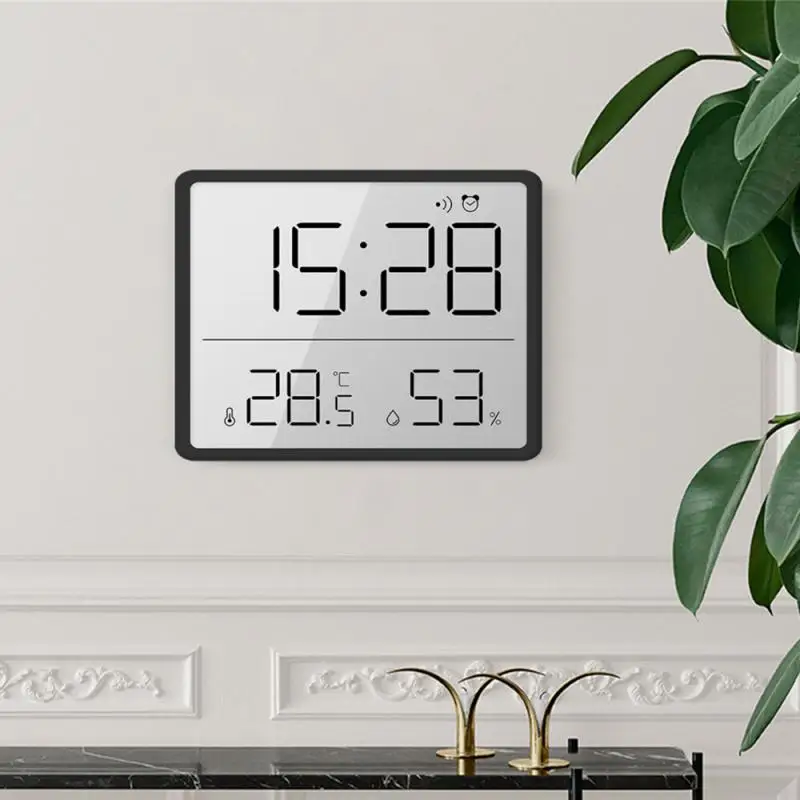Digitálne nástenné hodiny elektronické nástenné LCD LCD Missply hodí Multifunkčnú teplotu a vlhkosť budíka
