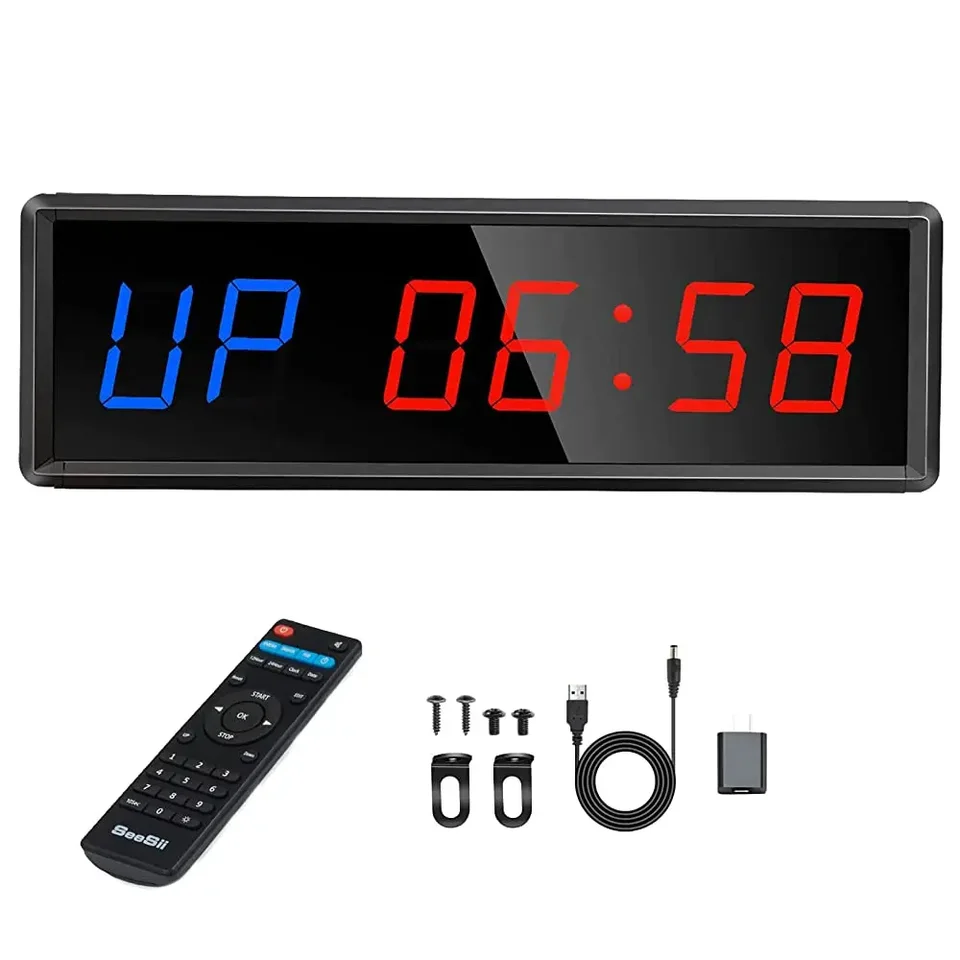 Digitálne odpočítavacie hodiny stopky s diaľkovým intervalom LED Interval Clock for Home Gym Fitness CrossFit Stopwatch Fitness Equipment