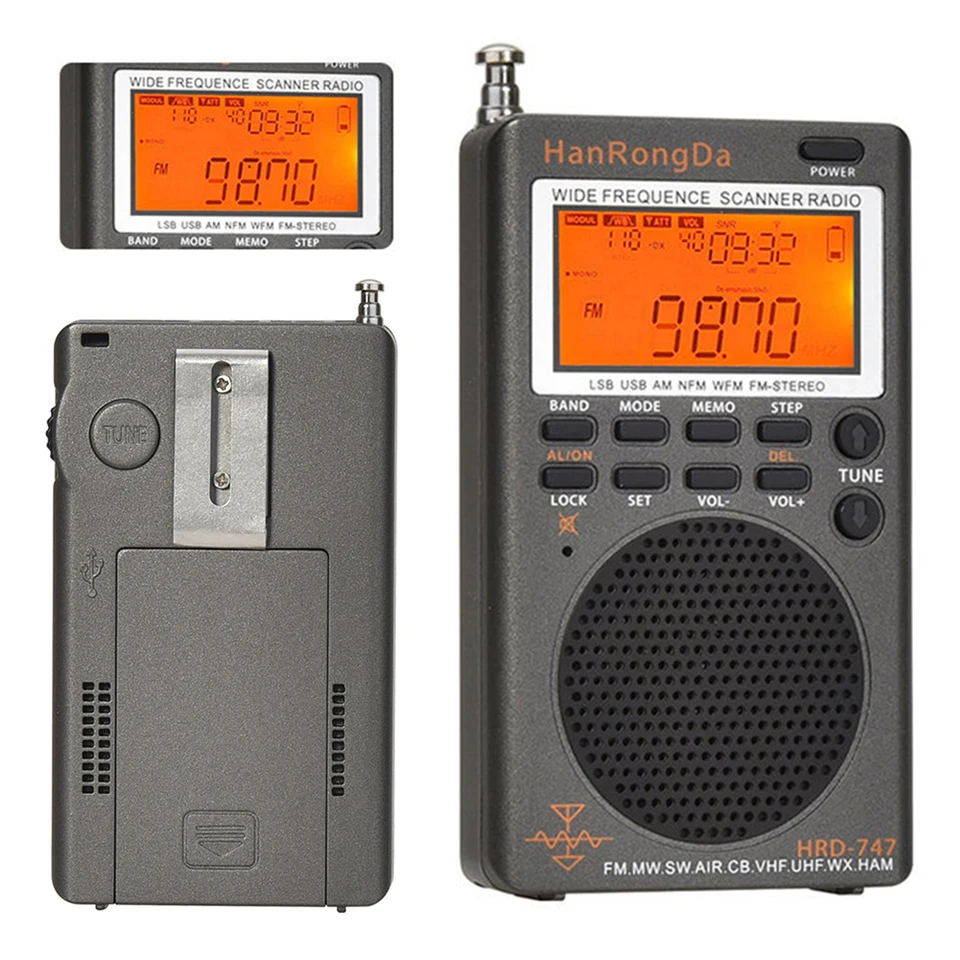 Digitálne rádio AM FM Všetky vlny Full pásmo CB Air Band Ham Radio FM/MW/SW/SSB/LSB/Air/CB/VHF (UHF)/UBD/WX/Ham
