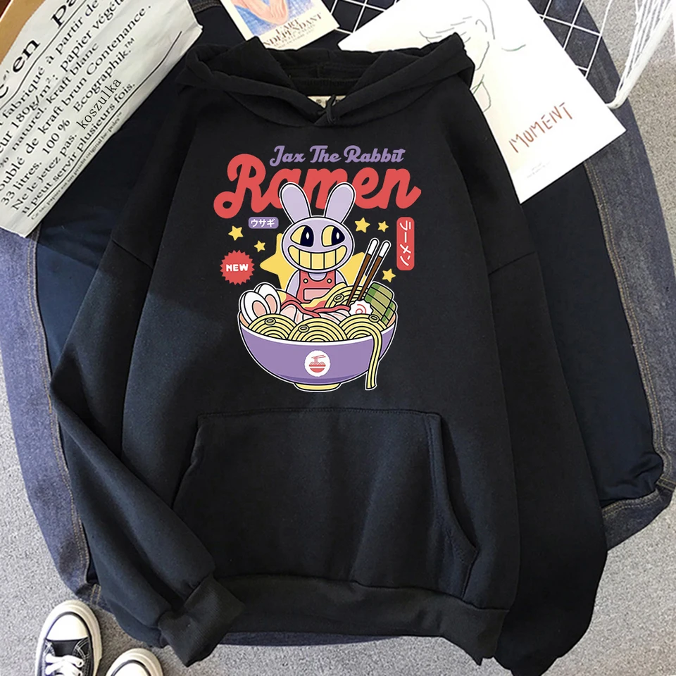Digitálny cirkus Jax Ramen Hoodie Fashion Women Funny Caine Pomni mikiny unisex roztomilý zajačik králičie rezance mikiny