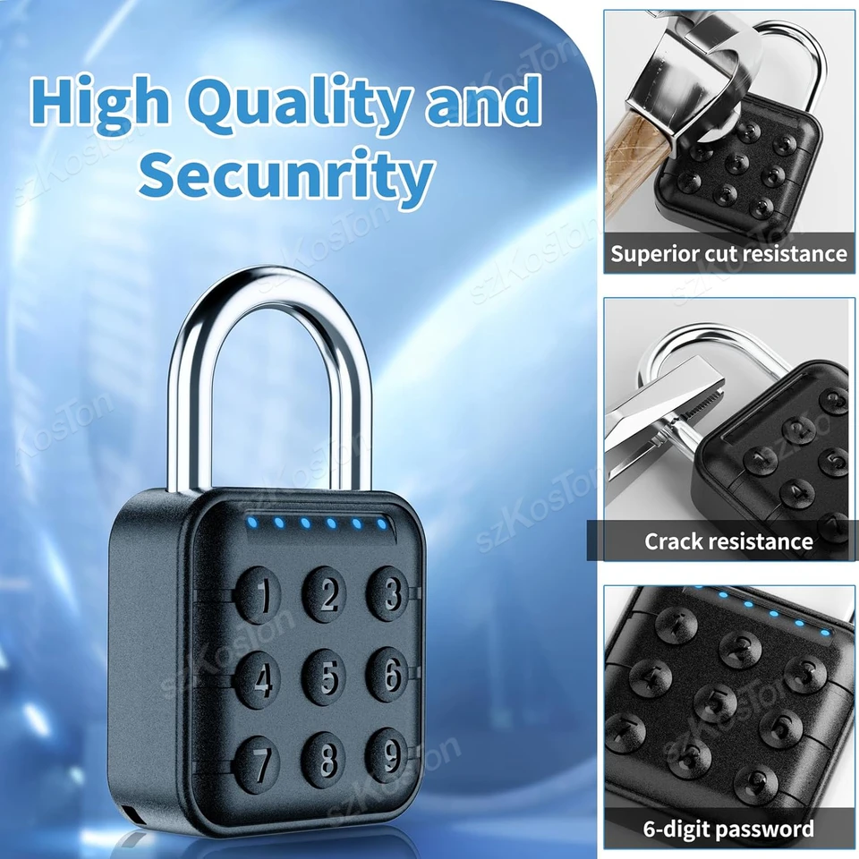 Digitálny elektronický zámok IP67 Vonkajší vodotesný kombinácia visiaci zámok 6 -ciferné kódy Smart Lock for Gym School Locker Kuvel