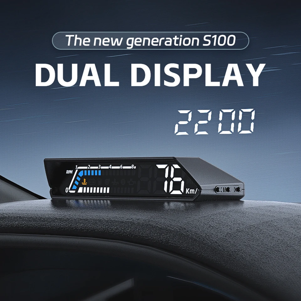 Digitálny HUD Dual Display Screen OBD Multifunkčný automobil prevodovky prevodovky Olej Monitorovanie Oil Overspeed Alarm Alarm