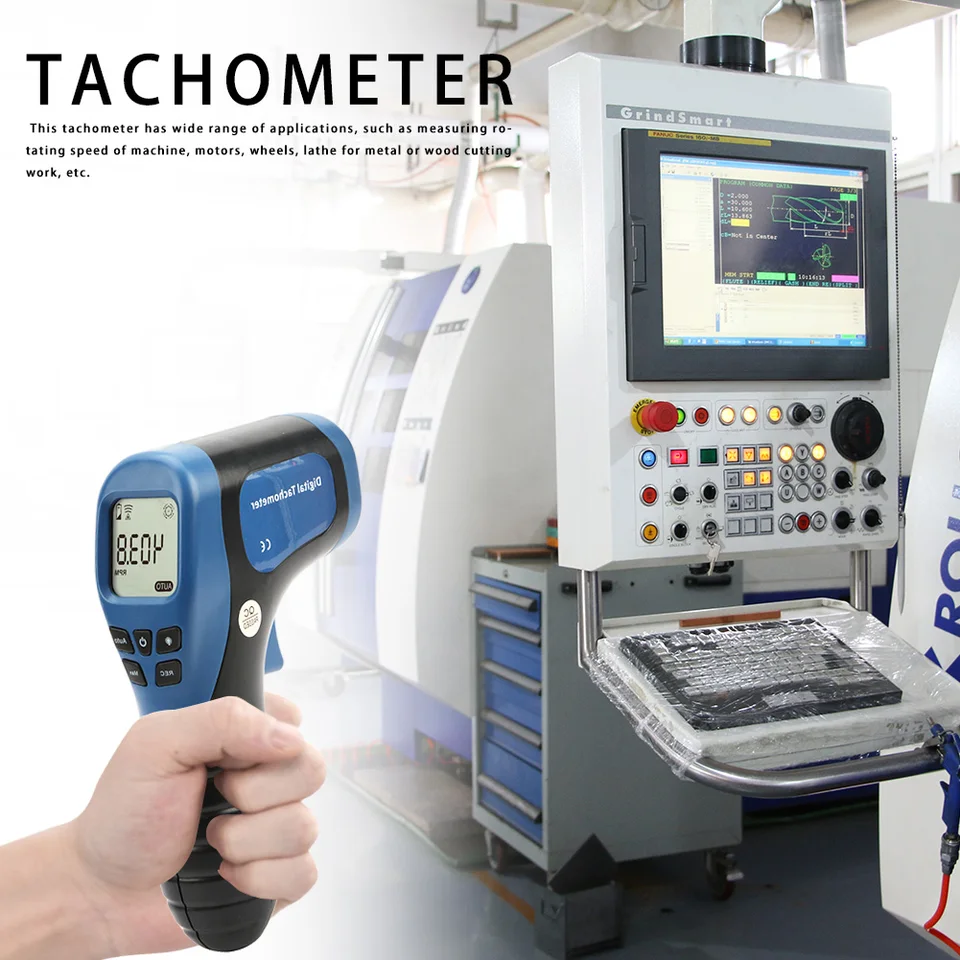 Digitálny nekontaktný laserový foto tachometer otáčky Tach rýchlosť+reflexná páska