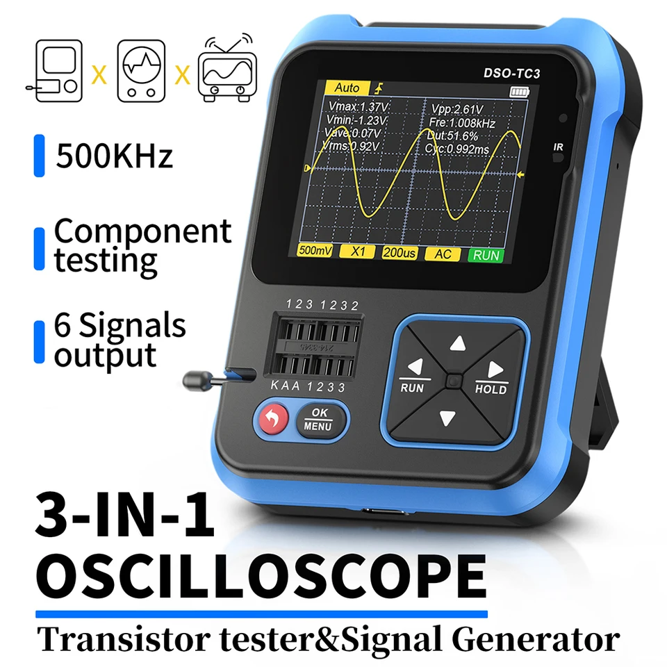 Digitálny osciloskop DSO TC3 3 v 1 digitálny osciloskopový tranzistorový testovač funkčný generátor signálu Perfect Field Companion