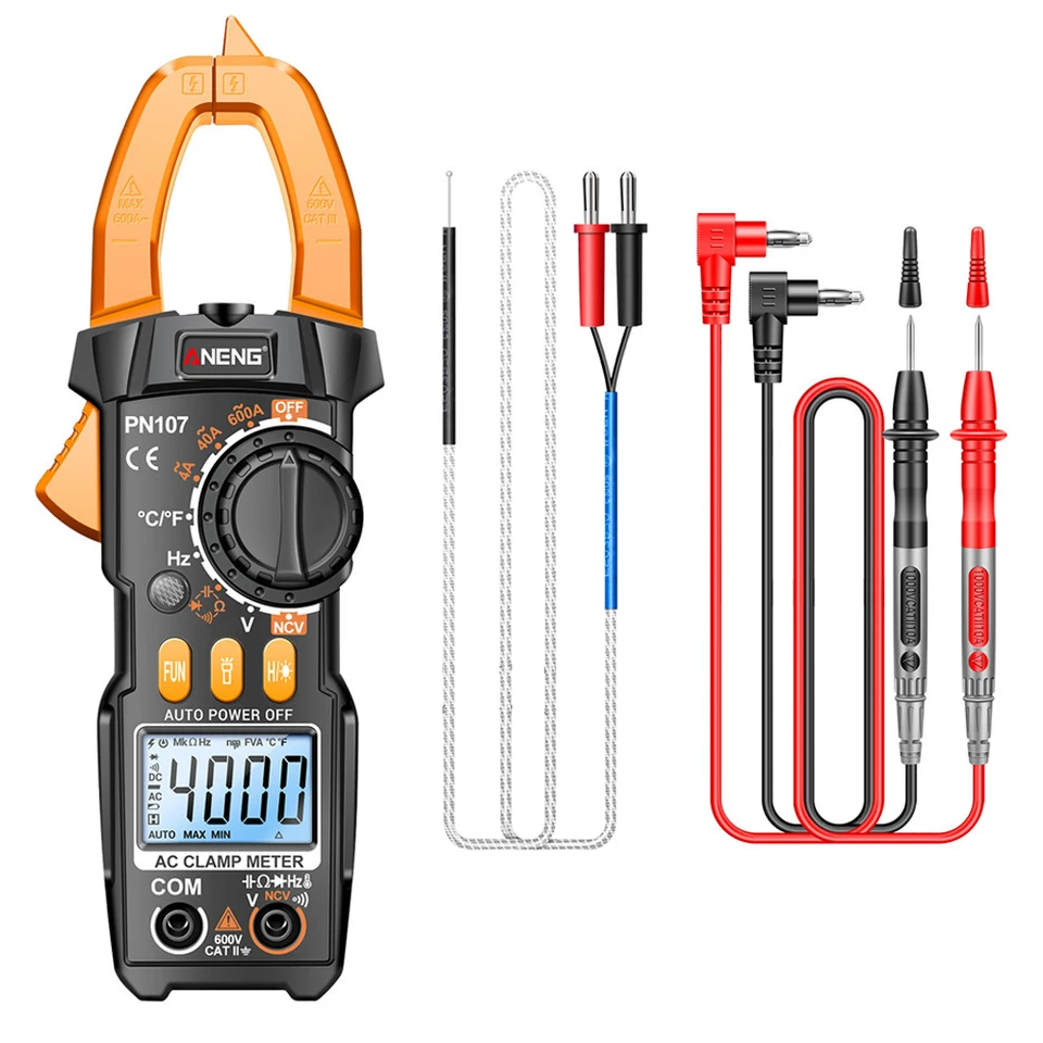 Digitálny svorkový meter Voltmeter Ammeter NCV Multimeter Diódová teplota Frekvencia OHM kapacita tester 4000 Počty LCD displej LCD