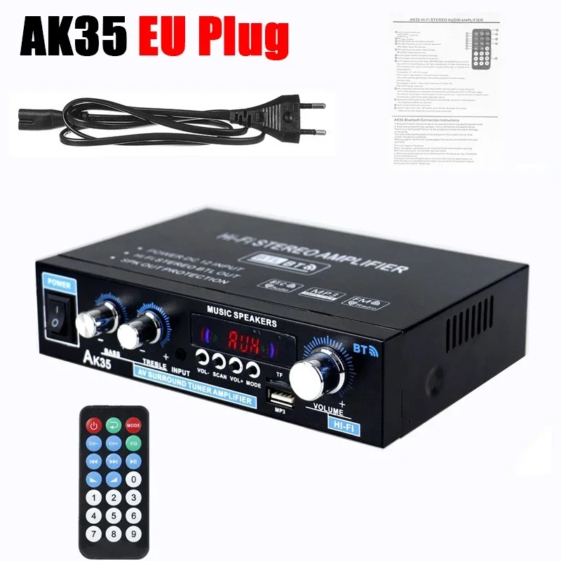 Digitálny zosilňovač HIFI AK35 Bluetooth zosilňovače MP3 Channel 2.0 Zvukový zosilňovač Amp podpora 110V-240V pre domáce auto Max 400W*2