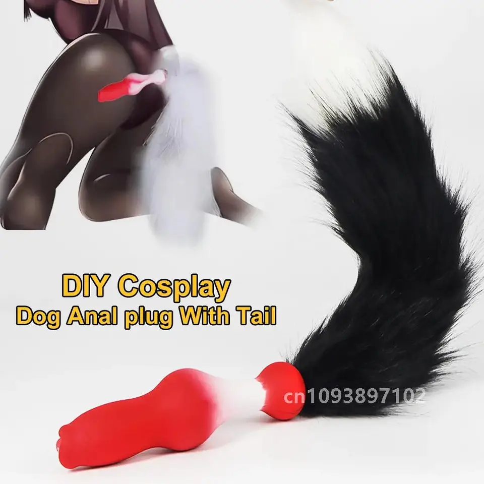 Dildo psa s 35/65/95 cm Fox Tail Silikone Butt Plug Cosplay pre dospelé sexu