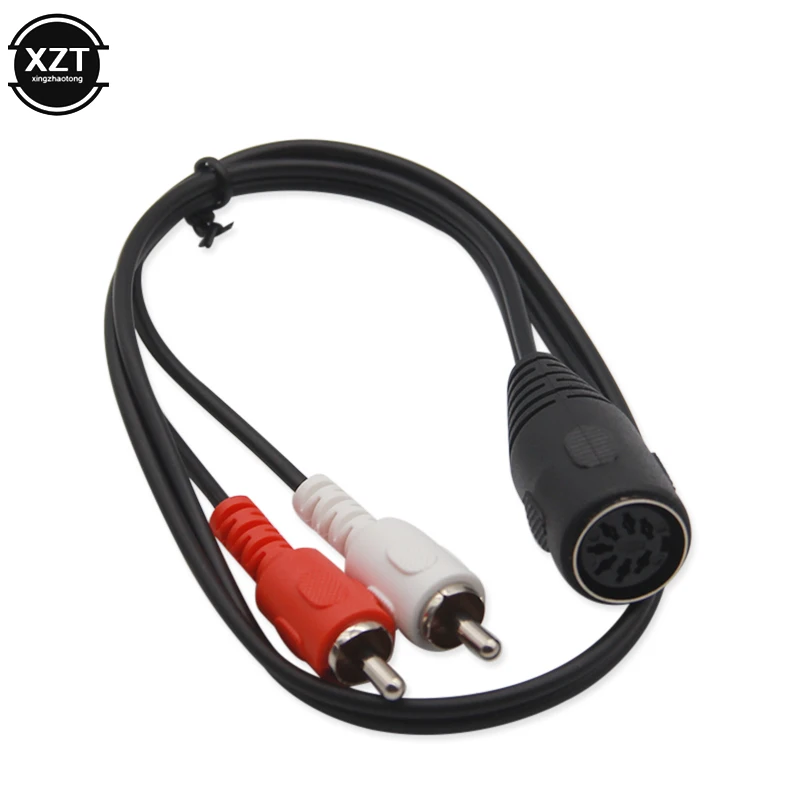 DIN 7-kolíkový ženský zástrčka do Dual 2 RCA Phono samec Jack Audio Adapter kábel kábel 50 cm/100 cm