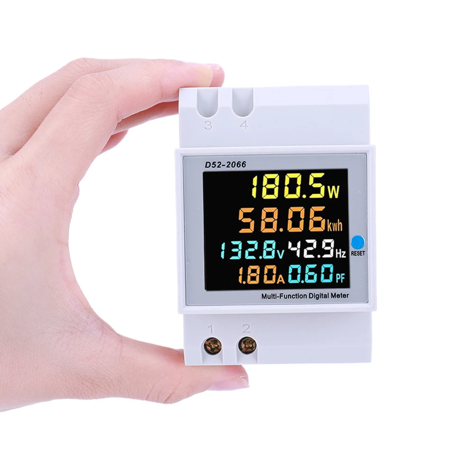 DIn Rail Digital Volt Watt KWH Frekvenčný faktor meter LCD AC 40-300V 100A Energy Meter Energy Monitor elektriny Monitor Wattmeter