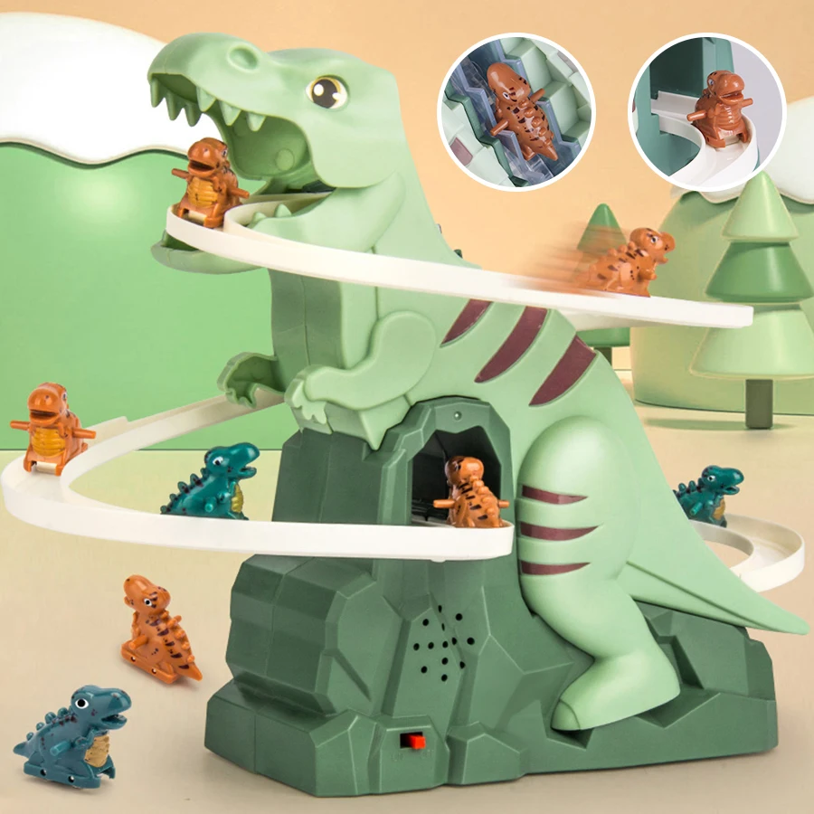 Dinosaurus lezenie s posúvačom hudobná hračka s 3 dinosaurami, logická zábava elektrická slouchová hračka, Halloween Boy a Girl Christmas Gift
