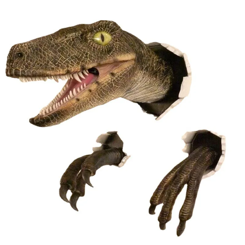 Dinosaurus Ozdoby rozbité steny Raptors Trojdielnej súpravy Živé ozdoby na stenu