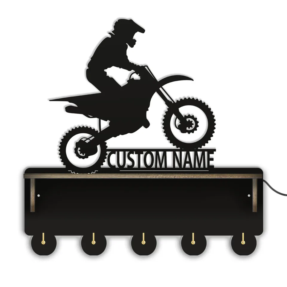 Dirt Bike Key Hook Coat Hanger for Muž Cave Garage Motokros Racing viacúčelové držiak na odevy Organizátor Organizátor motorových motorových motorrín darček