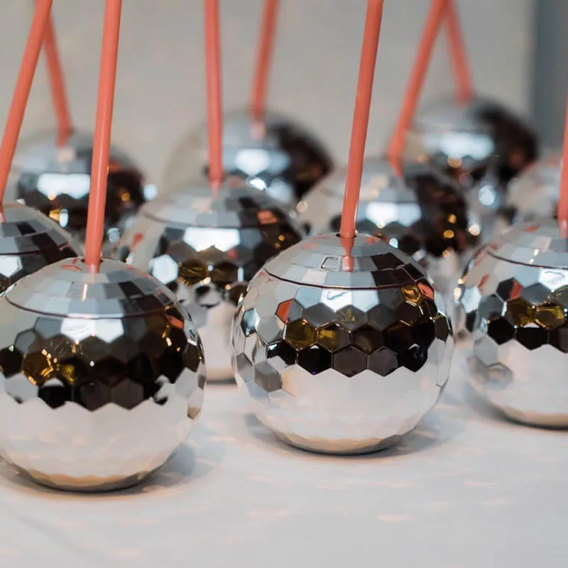 Disco loptové šálky bakalárske párty pohár disco pohár na víno so slamám Bridal Party laskavosti