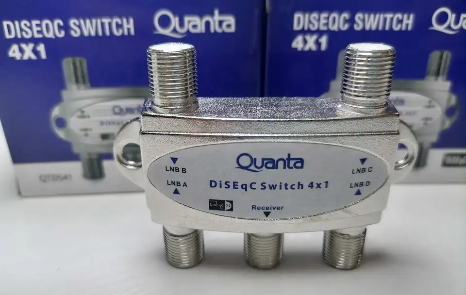 DISEQC Switch 4x1 pre 2,0 Quakta QTDS41 satelity TV LNB satelitný prijímač