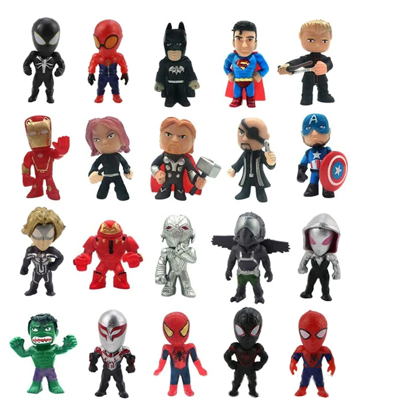 Disney 20ks/set Marvel Avengers Hulk Thor Spider Man Venom Captain Decoration Action Figure Capsule Hračky pre deti vianočné darček
