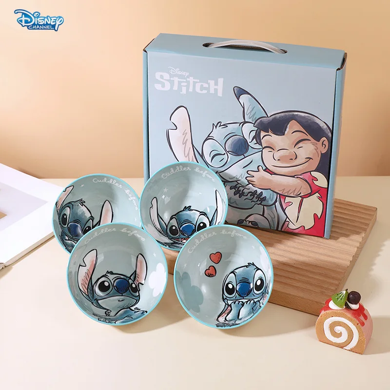Disney 4PCS Stitch Večera misa Domov keramická ryža misa Kids misa karikatúra malá winnie the Pú jahodový medveď kuchynský darček