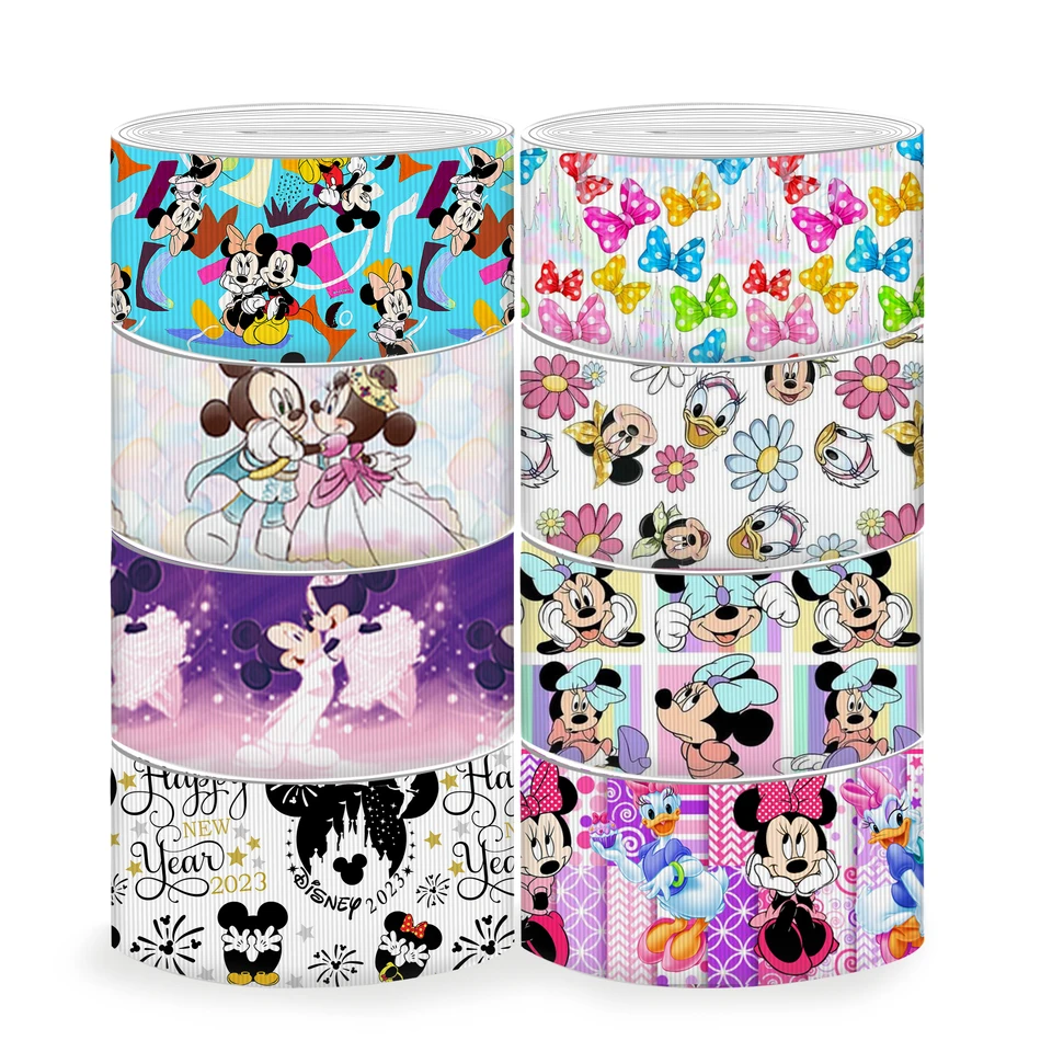 Disney 5yards Multi veľkosti Mickey Mouse tlačené Grosgrain Ribbon for Hairbows DIY Craft Supplies Cartoon Ribbons, 5yc7306