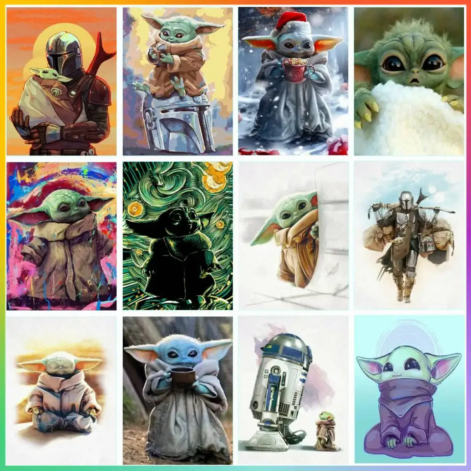 Disney Baby Yoda Star Wars obrázky tlačené prvky výšivok steh 5d mozaika diamant maľba umenie nové 2024 veľkých detí
