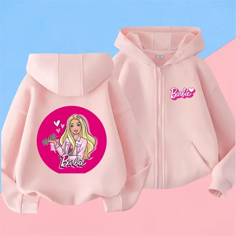 Disney Barbie Casual Kids Zipper Sportswear 2 -Piece Hoodies Set Clothing Dievčatá chlapci Mikiny nohavice Tracksunity Detské vrcholy
