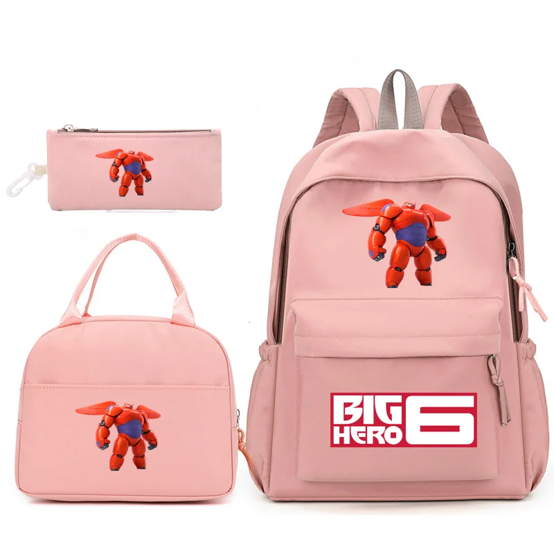 Disney Big Hero 6 Baymax 3pcs/Set Batoh s obednou taškou pre tínedžerov študentské školské tašky Príležitostné pohodlné cestovné súpravy