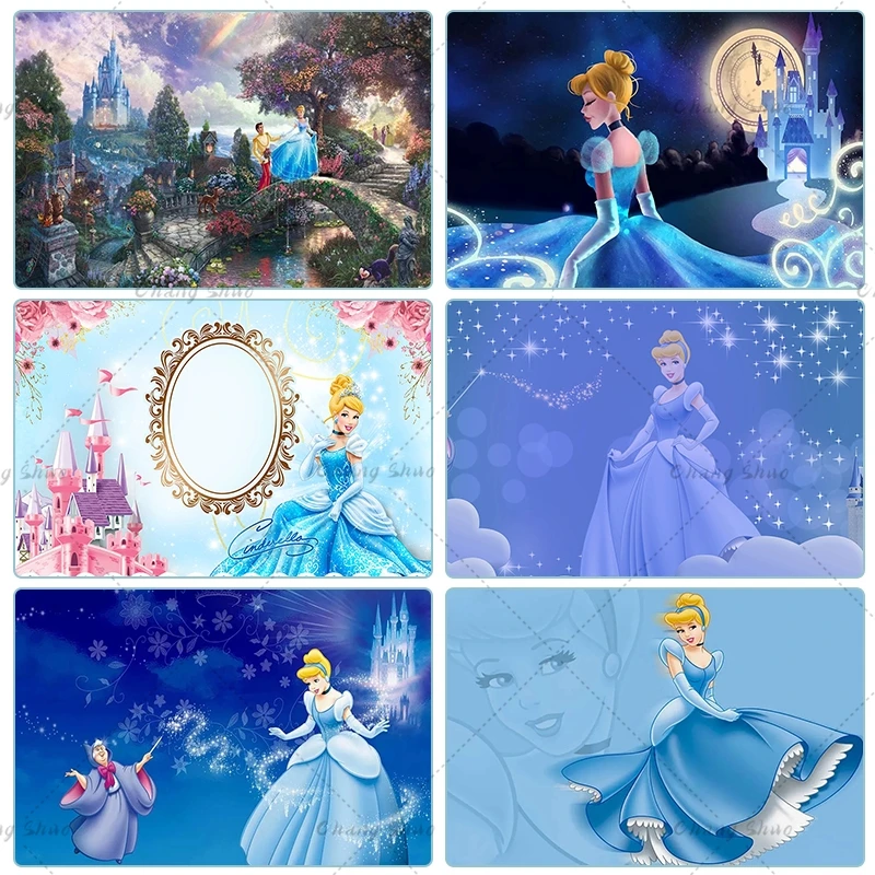Disney Blue Dress Blonde Princess Pozadie dievčat narodeninovú oslavu dekora