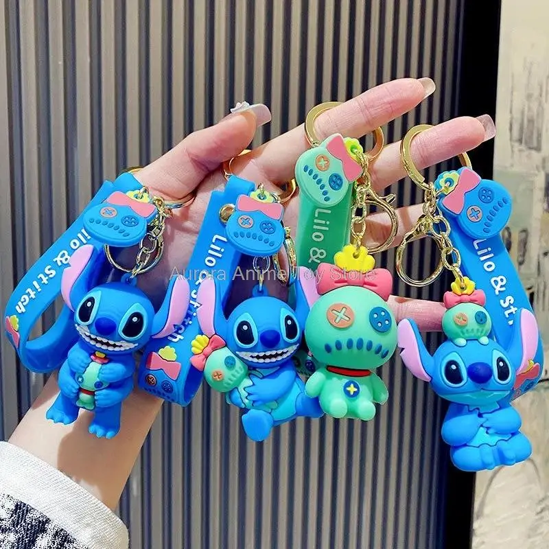 Disney Cartoon Anime Lilo a Stitch Pendant Keychains Držiteľ automobilu kľúča kľúča kľúča kľúča mobilný telefón vak v taške na zavesenie šperkov