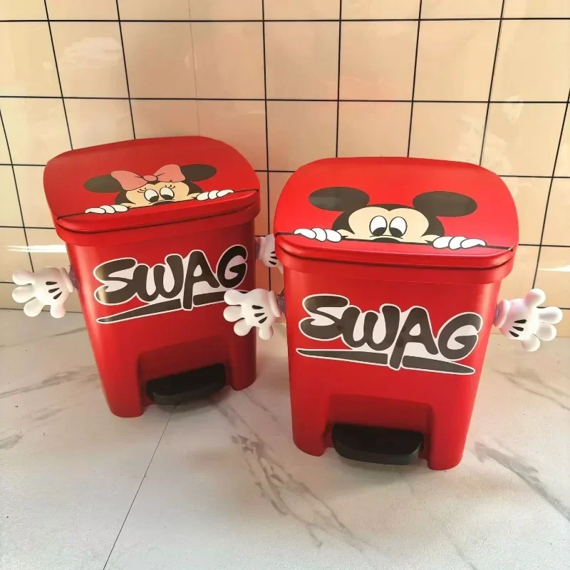 Disney Cartoon Cutoon Mickey DIY STRESKA TRASH CAN DOMOVANIE OBLASTI KAPEROVANIE NÁVODNÉHO Pedála s krytom veľkým kapacitným papierovým košom