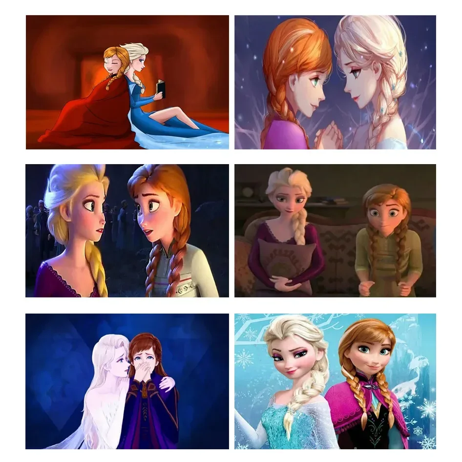 Disney Cartoon Frozen Princess Elsa Wall Art Canvas Painting Nordic Plagáty a výtlačky obývacia izba dekorácie