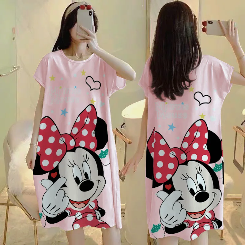 Disney Cartoon Mickey Minnie Donald Duck Dacka Daisy Print Dámske nočné dresy letné voľné šaty roztomilé sladké dievča Homewear pyžamy