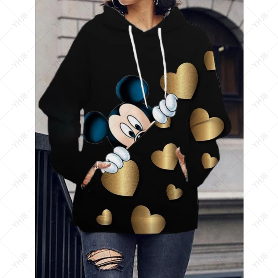 Disney Cartoon Print Hoodie Ženy Funny Hip Hop Mickey Minnie Mouse Print Jeseň a zimná móda harajuku sveter Men.