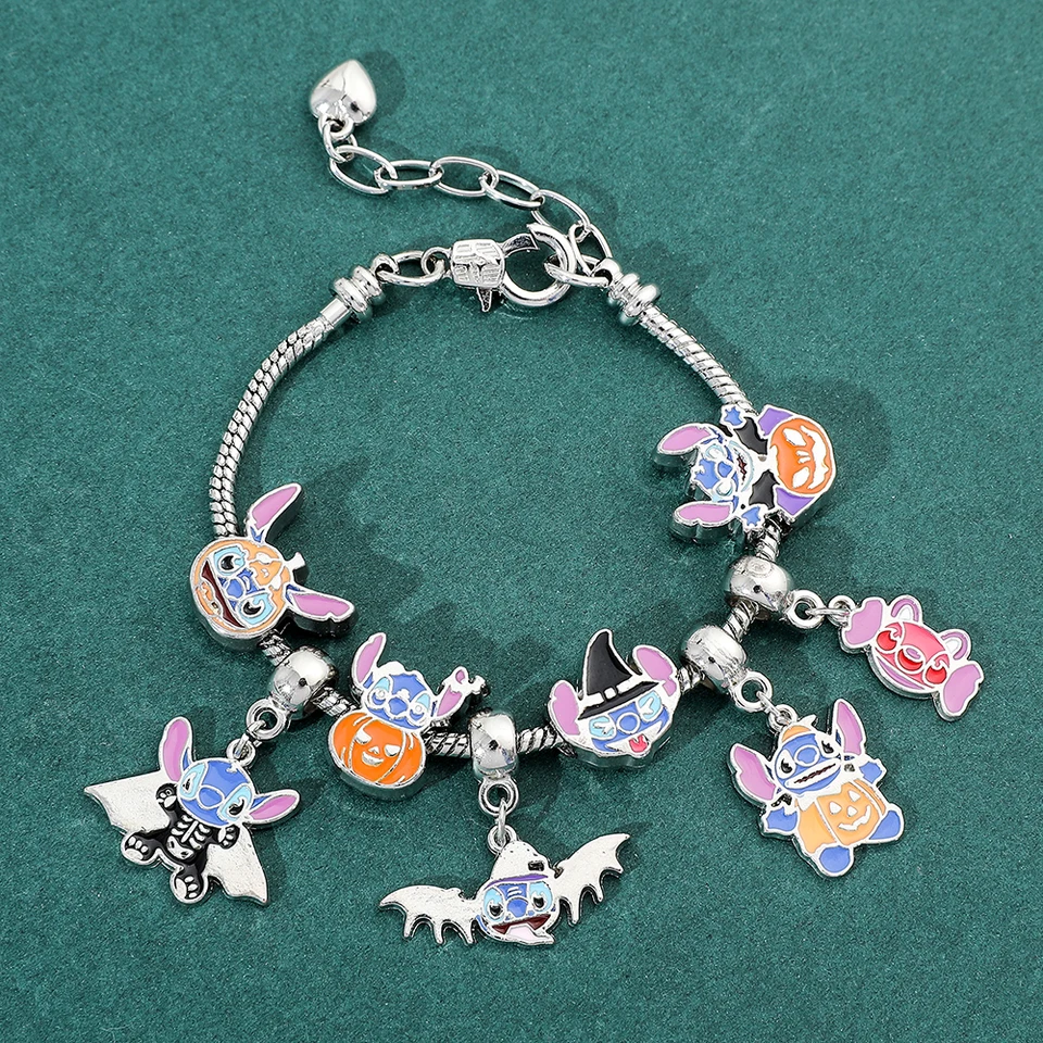 Disney Cartoon Stitch Charm Clacelet for Women Lilo & Stitch Lovely Ohana znamená rodinný náramok Halloween vianočné darčeky