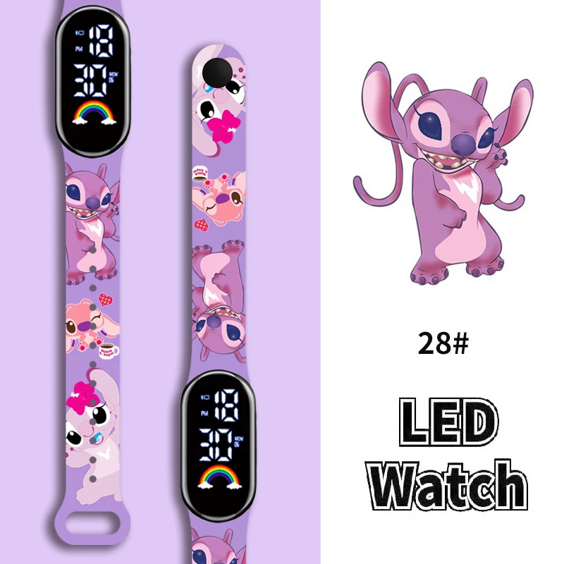 Disney Cartoon Stitch Detské hodinky Dievčatá módny náramok vedený ženami sledujú deti elektronické digitálne vodotesné hodiny