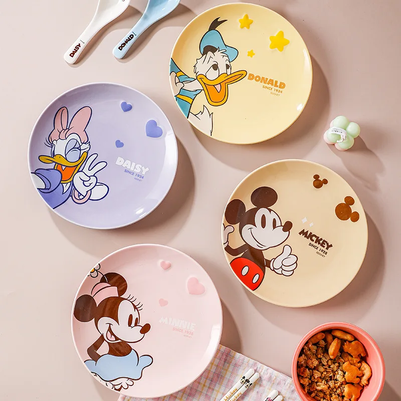Disney Ceramic Detský tanier Domácnosť Domácnosť Vysoko teplota odolná voči nová podľahlá farba detskej roztomilej zahustenej tanieri