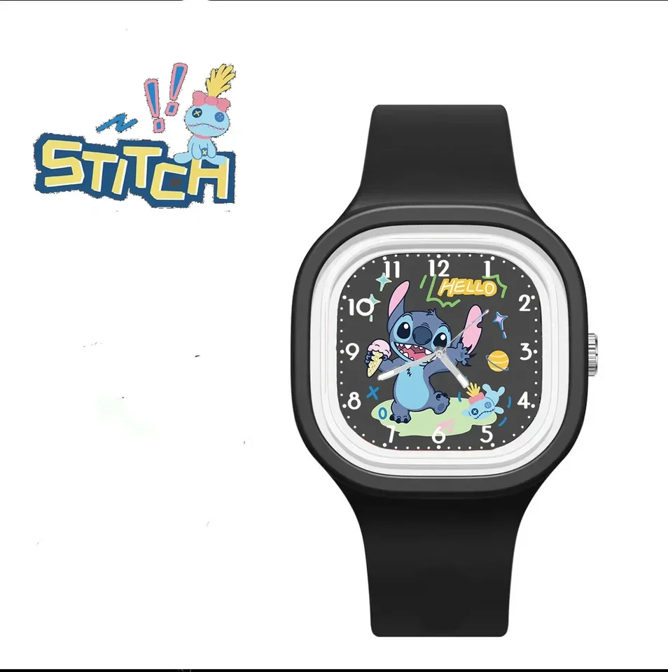 Disney Children S Watch Stitch Cartoon Square Quartz Watch Boys and Girls Študent vianočný darček