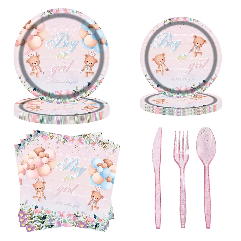 Disney Children's Birthday Party Disponhable Cutlery Set Gender odhaľuje tému malého medveďa