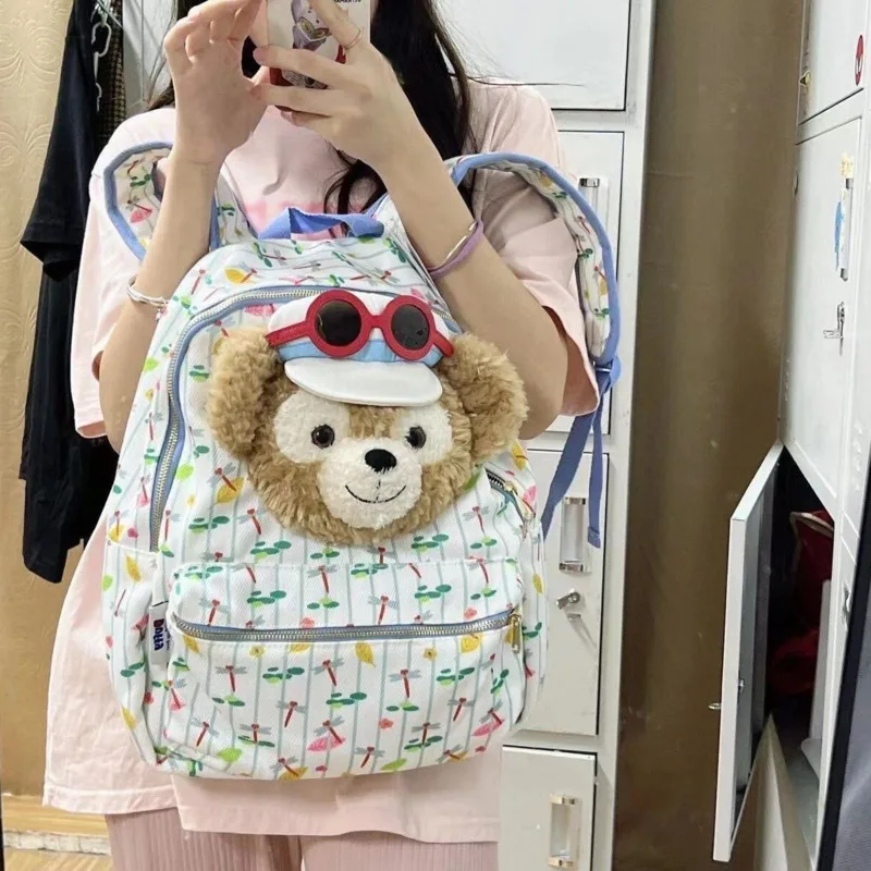 Disney Cute Duffy Bear Sweet Girl batoh Kawaii Cartoon Veľká kapacita ramená vrecka japonský štýl ležérny cestovný batoh