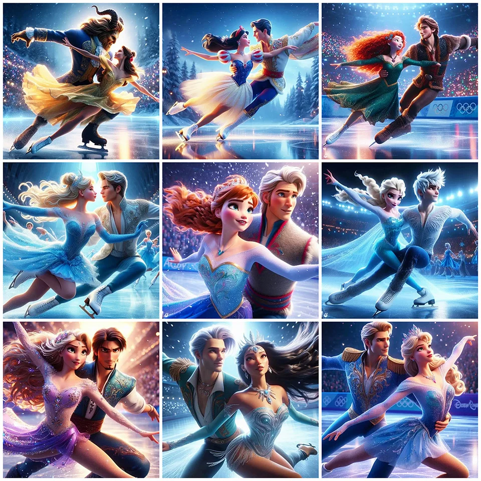 Disney Diamond Mosaic Snehulienka elsa princezná princ vyšívací krížový steh set Merida Belle maľba 5D