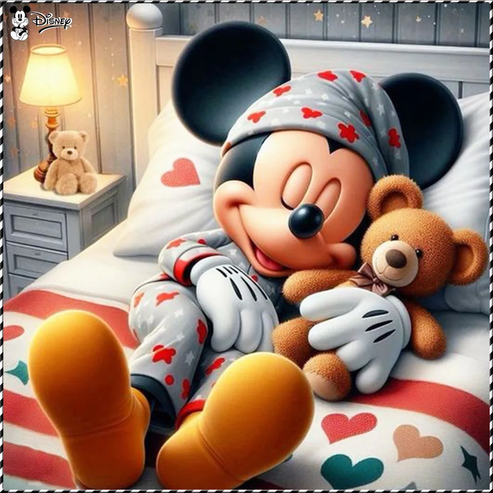 Disney Diamond Painting Mickey Mouse DIY Mosaic Cartoon Moderná spálňa Hobby Wall jedinečný nočný kamienok