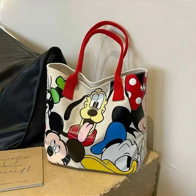 Disney Donald Duck Veľká kapacita Dámska taška na rameno Stitch Canvas Bag Dámska jednoduchá študentka Kabelka Školská taška