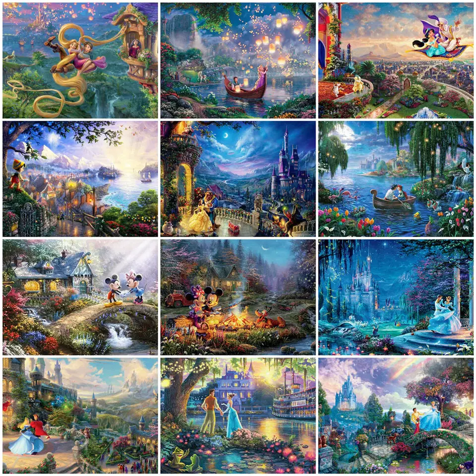 Disney Fantasy princezná Diamond Painting maľba Mickey Mosaic morská panna DIY hrad Diamond Diamond vyšíva