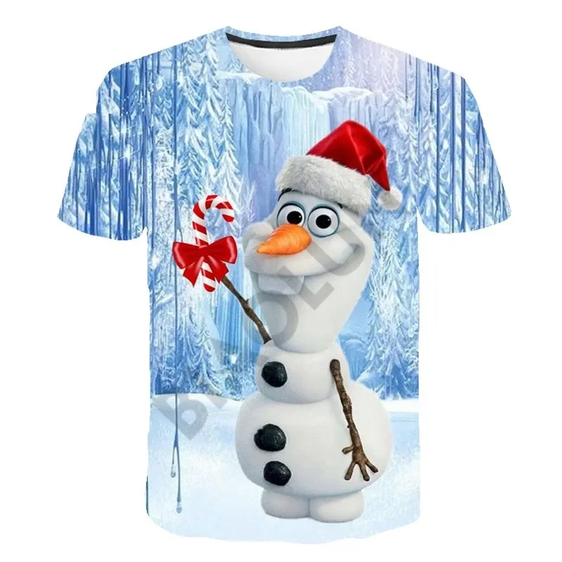 Disney Frozen 2 Olaf Cute Girls Tričko Tričko Letné grafické 3D tlač s krátkym rukávom Tops Tees Deti Harajuku Kawaii O-krk